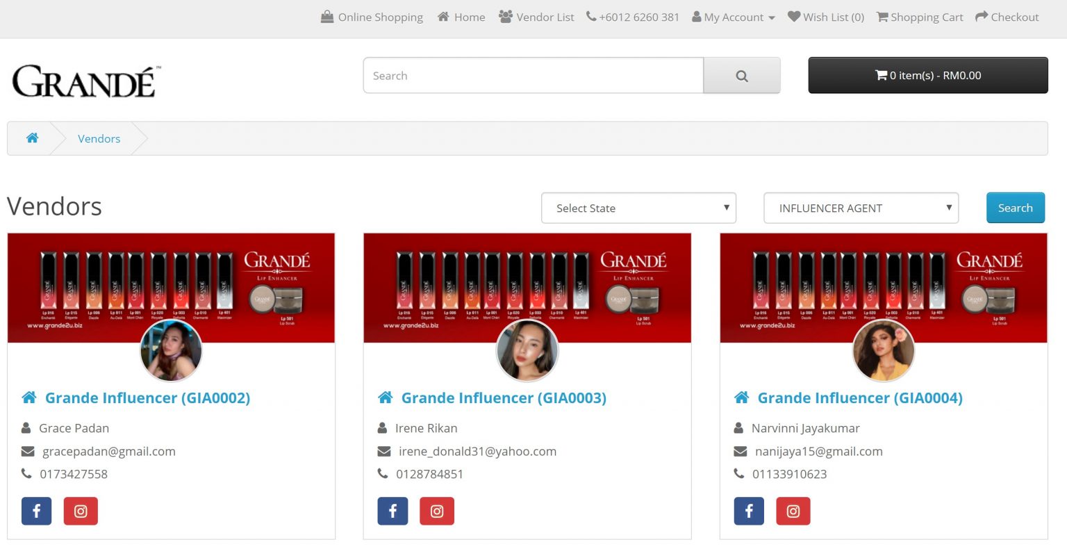 Grande2u.Biz Vendor Affiliate System